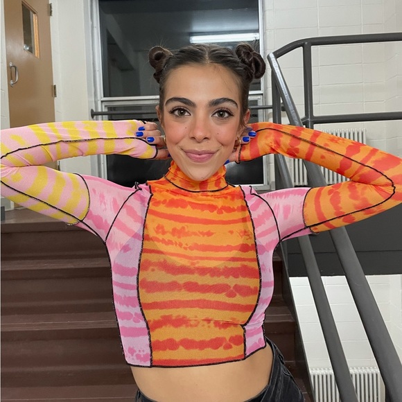 Princess Polly colorful crop top, worn once! Mesh material! - Picture 1 of 2